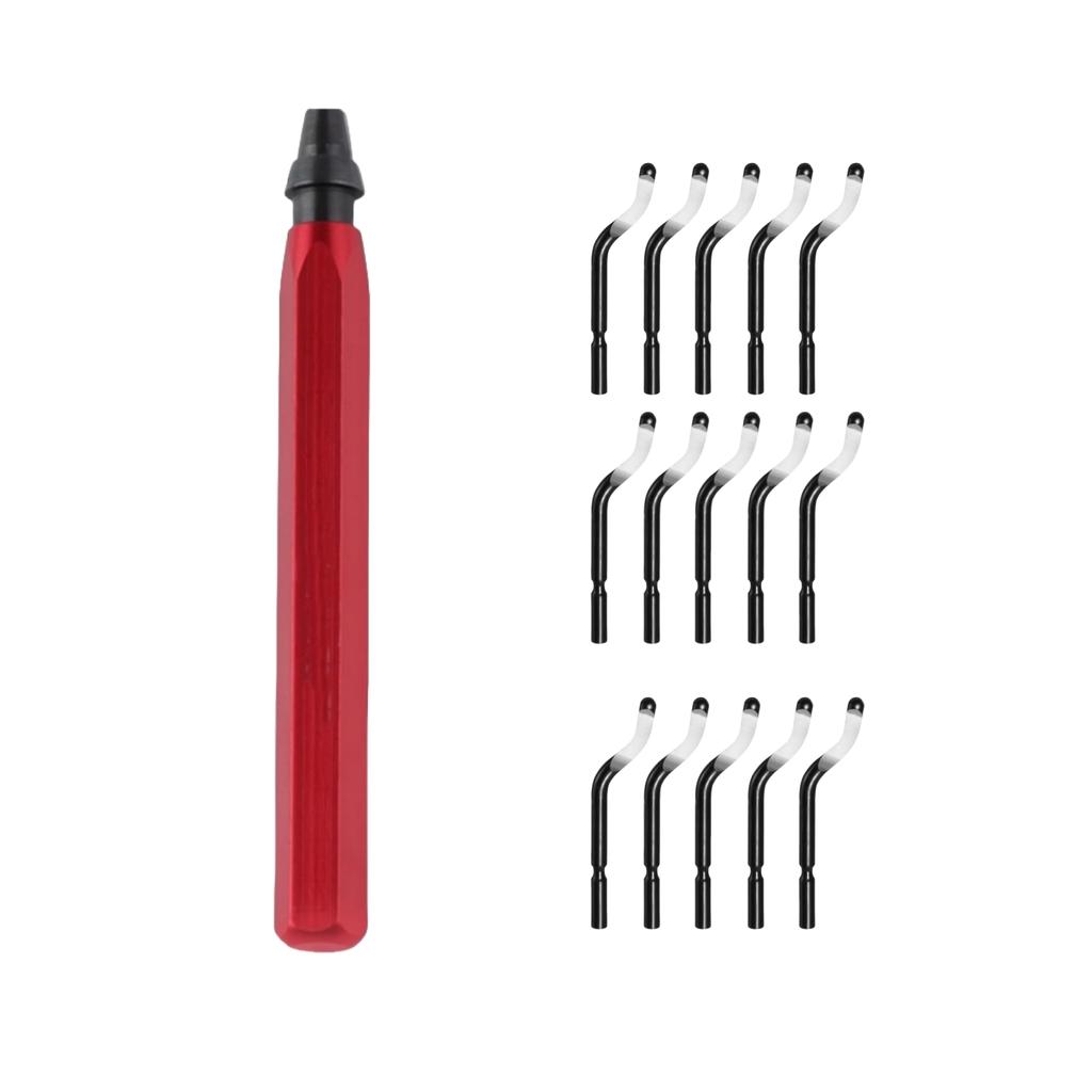 Deburring Tool Set with 15 High Speed Steel Swivel Blades Burr Removal Reamer Tool for Metal Resin Copper Plastic PVC 3D Print