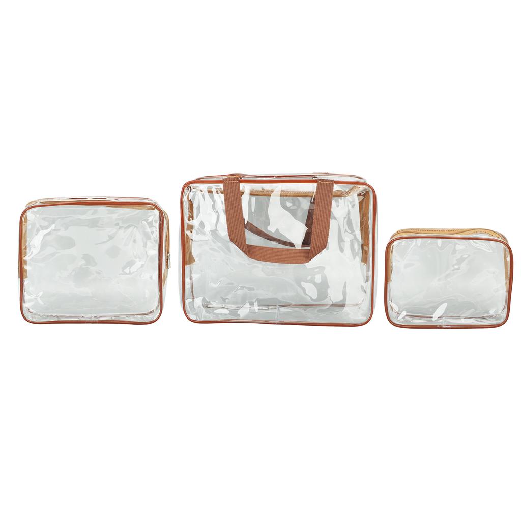 3 Pieces Clear Travel Bags Waterproof Portable Transparent Cosmetic Makeup Bags for Lunch Fitness
