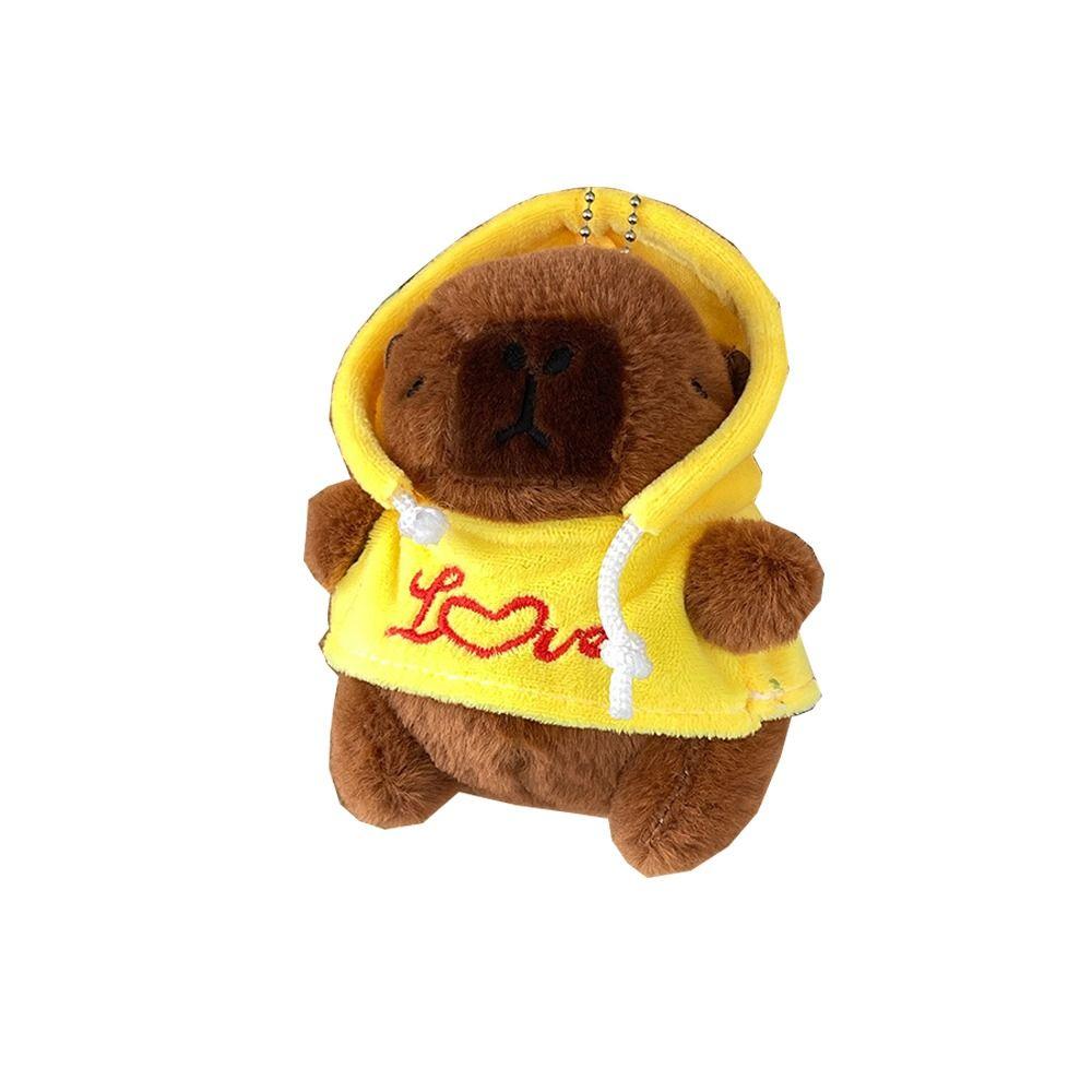 Detachable Head Cove Hoodie Capybara Keychain Cartoon Bag Pendant Fluffty Doll Keyring  Backpack Yellow-Style A