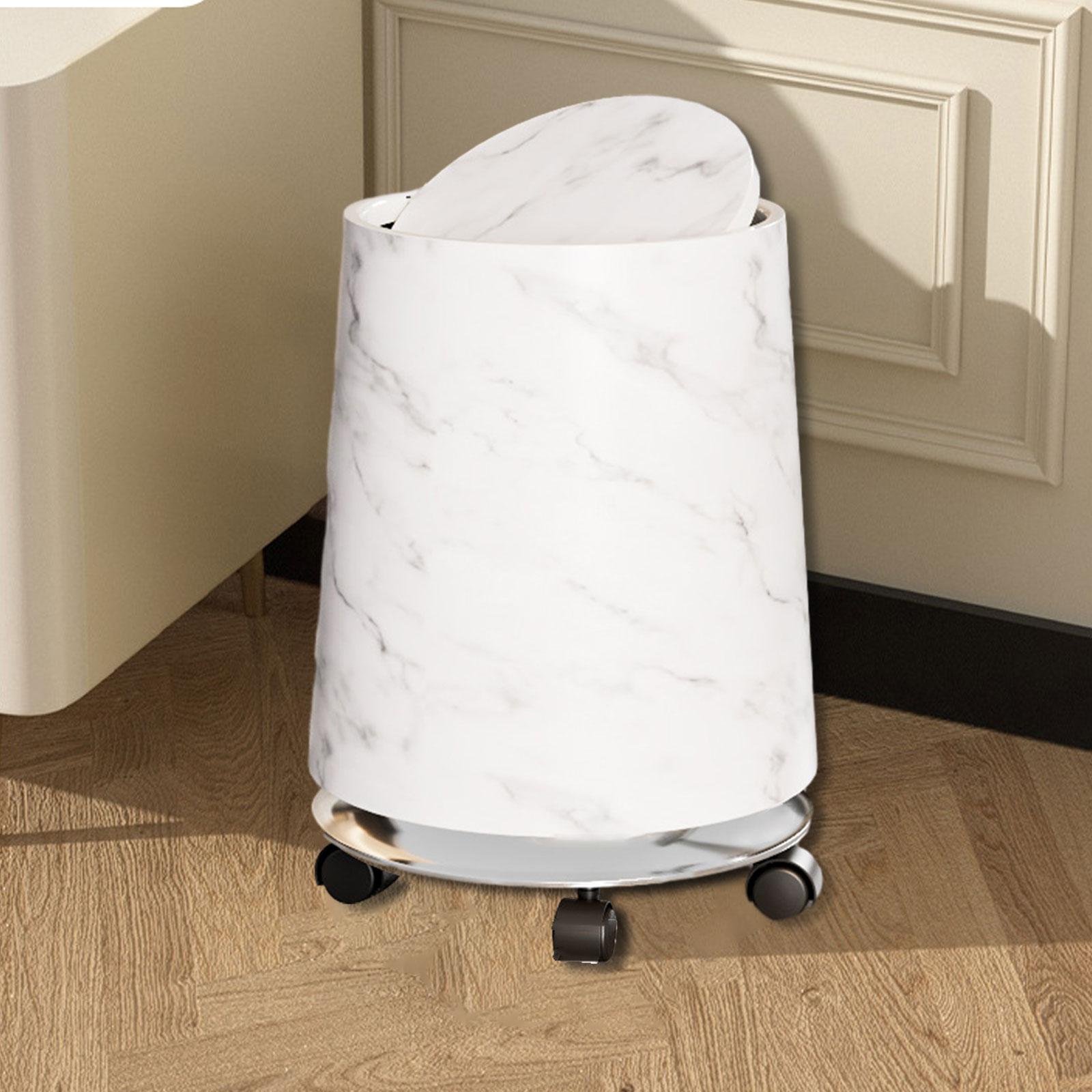 Marble Trash Bin Household Trash Bin Double Layer Household Trash Can Rolling Garbage Bin Removable Inner for Bedroom Home