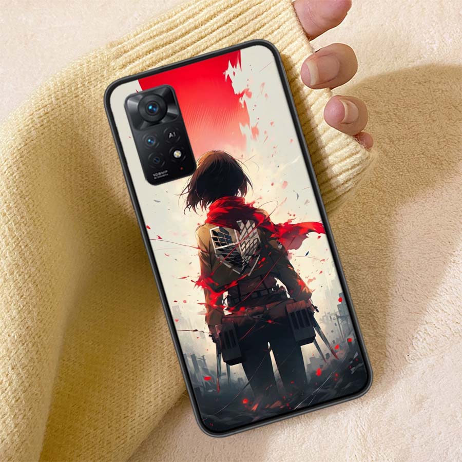 Character MIKASA Phone Case For Redmi Note 13 14 15 Pro Plus 12 13C 12C 15C 9 10 10C 9T 9C 9A TPU Soft Cover Clear Cell Cases Sh