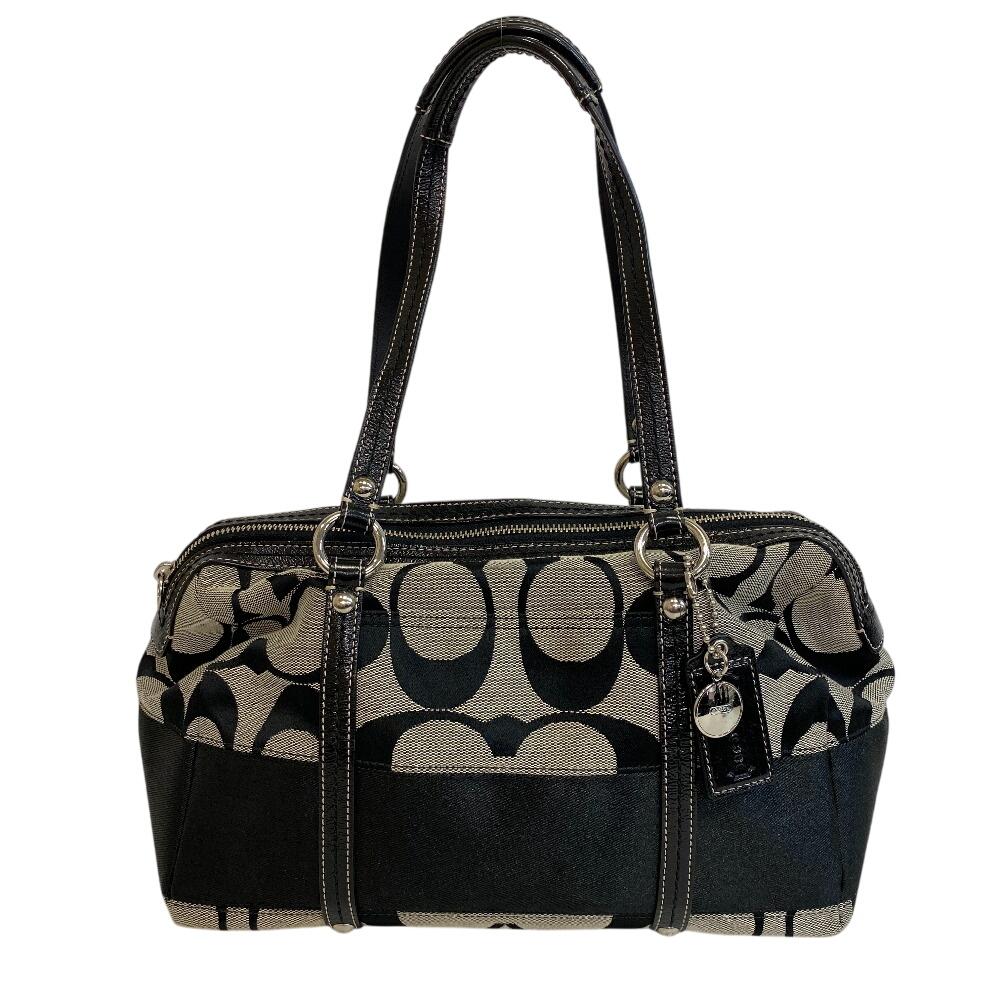 COACH F13551 Shoulder Bag Signature canvas Handbag black canvas Used