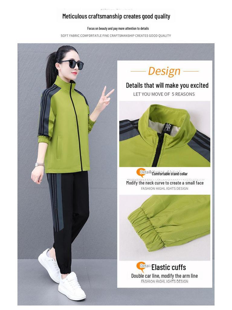 Women's Outdoor Sports Jacket Suit – Breathable Two-Piece for Spring and Autumn, Ideal for Mountaineering and Running.