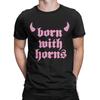 Machine Gun Kelly MGK Born With Horns T-Shirts Herren Cool Baumwoll-Tees Rundhals Kurzarm T-Shirts Geschenkidee Kleidung