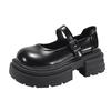 Black Retro British Style Thick Heel Platform Small Leather Shoes Women's 2025 New Spring and Autumn Shallow Mouth Round Head Mary Jane Single Shoes