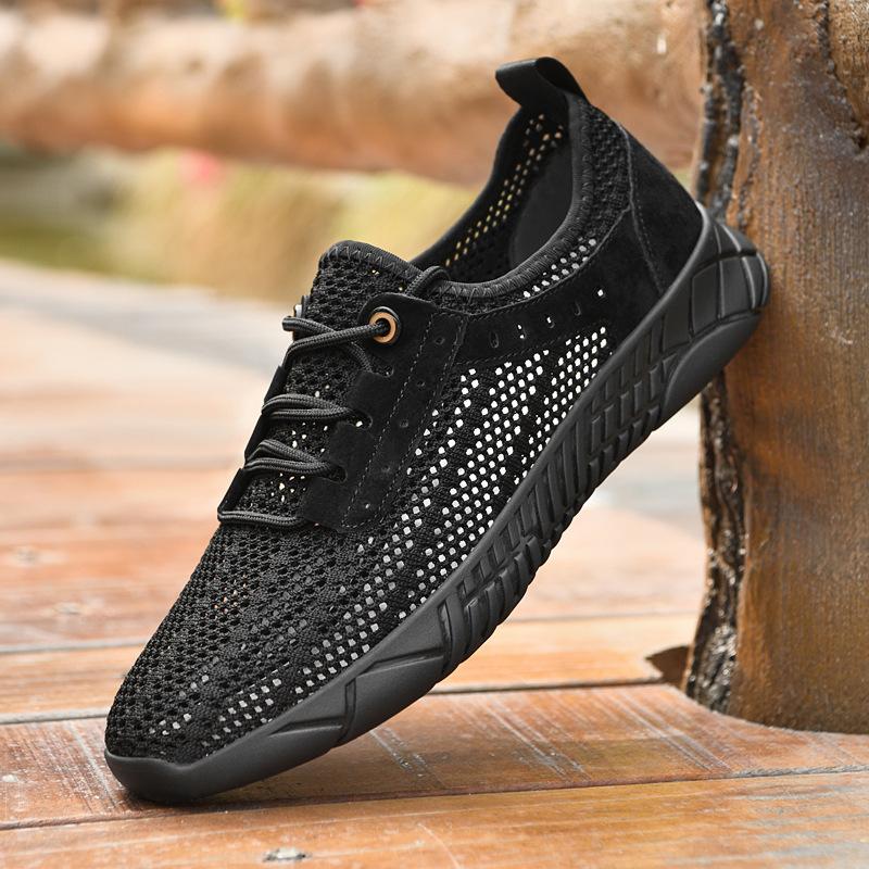 Men's shoes 2025 summer new breathable thin mesh shoes men's casual shoes lightweight soft sole hollow sports trendy shoes