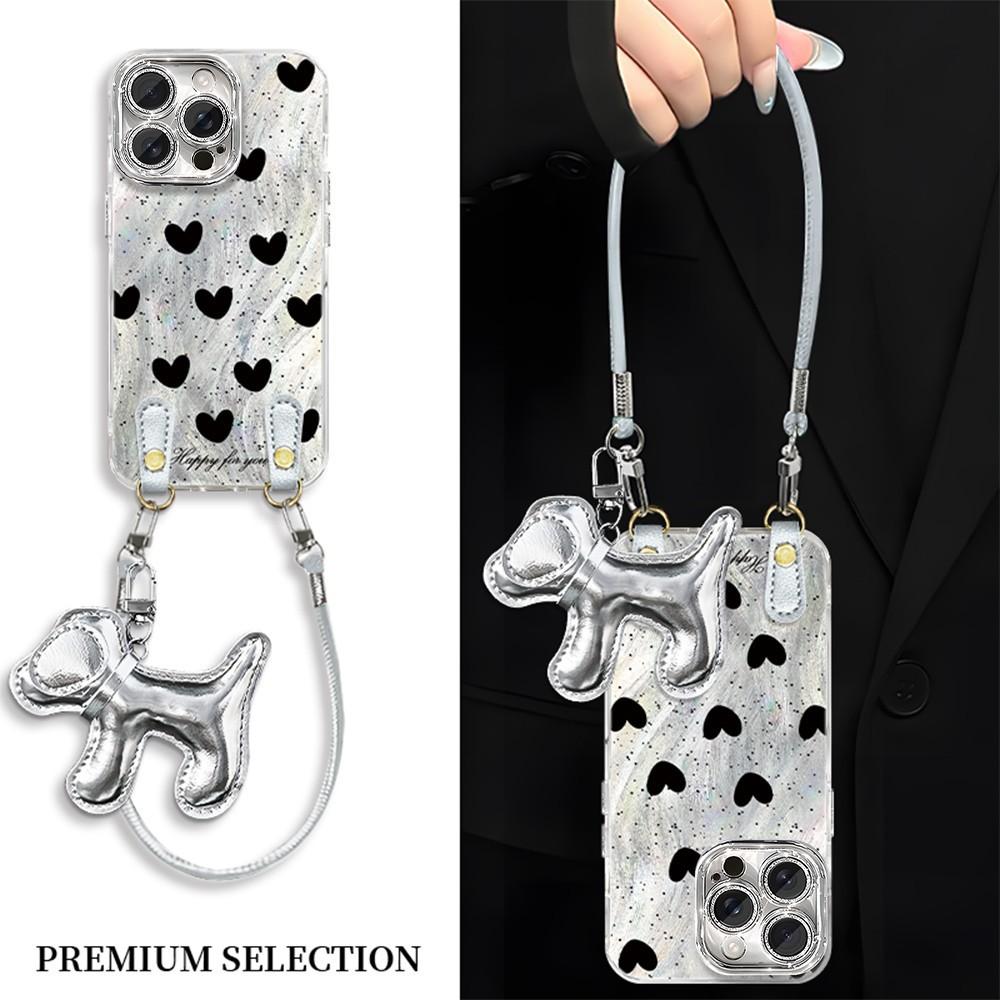 

Черное сердце в горошек для IPhone 17 Мобильных телефонов 16 Чехлы 15 Защита для IPhone 14 Наборы 13 Силиконовый Полный чехол For Apple 6