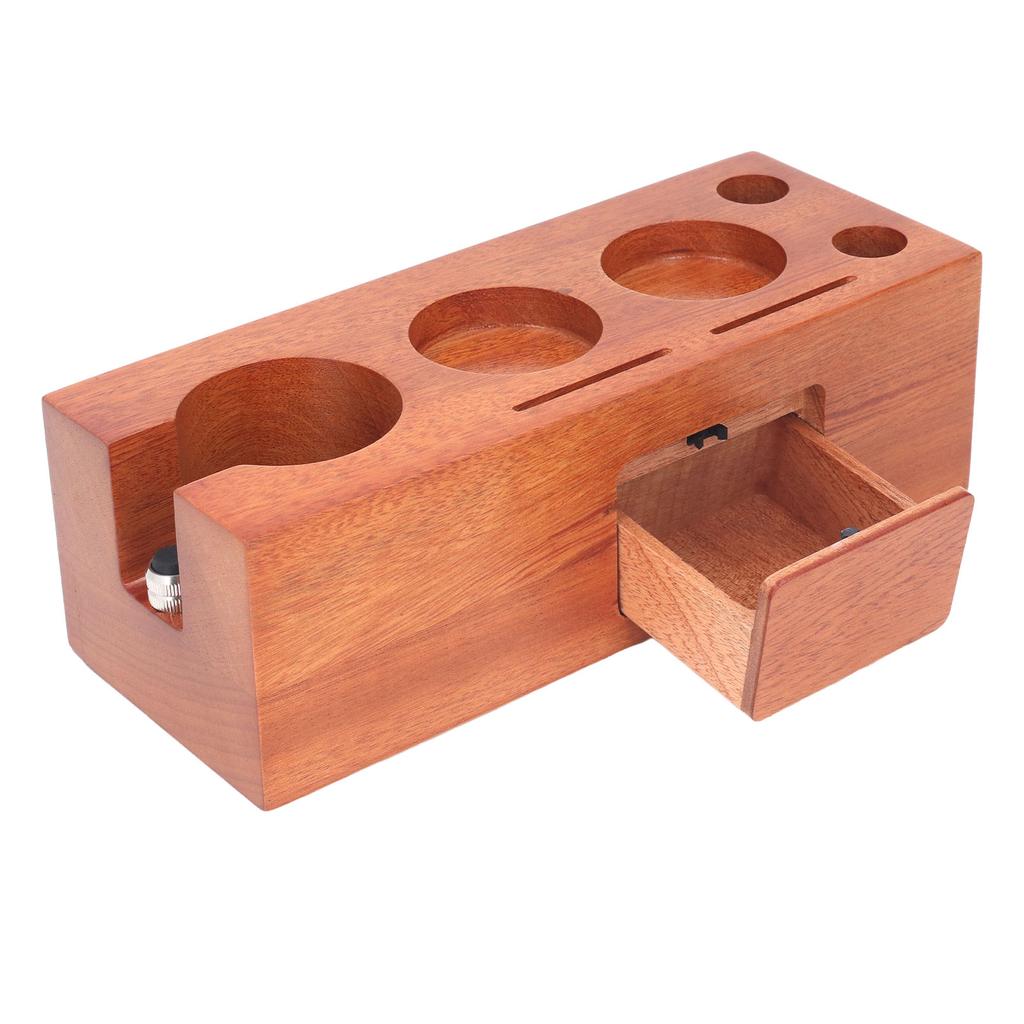 8 in 1 Wooden Coffee Tamper Station 51 To 54mm Height Adjustable Organizer Station 7 Compartments 1