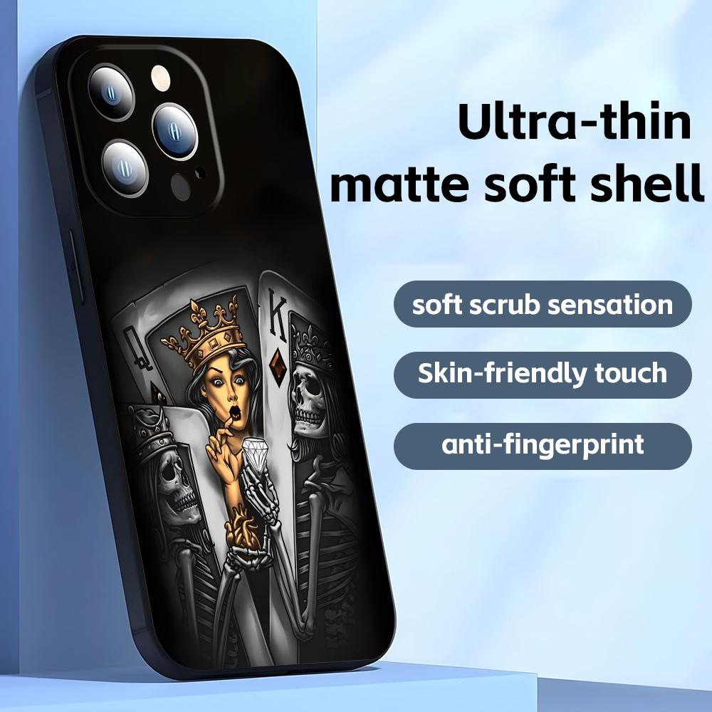 Poker Phone Case For iPhone17 16 16e 15 14 13 12 11 Plus Mini Pro Max Soft Black Shockproof Cover