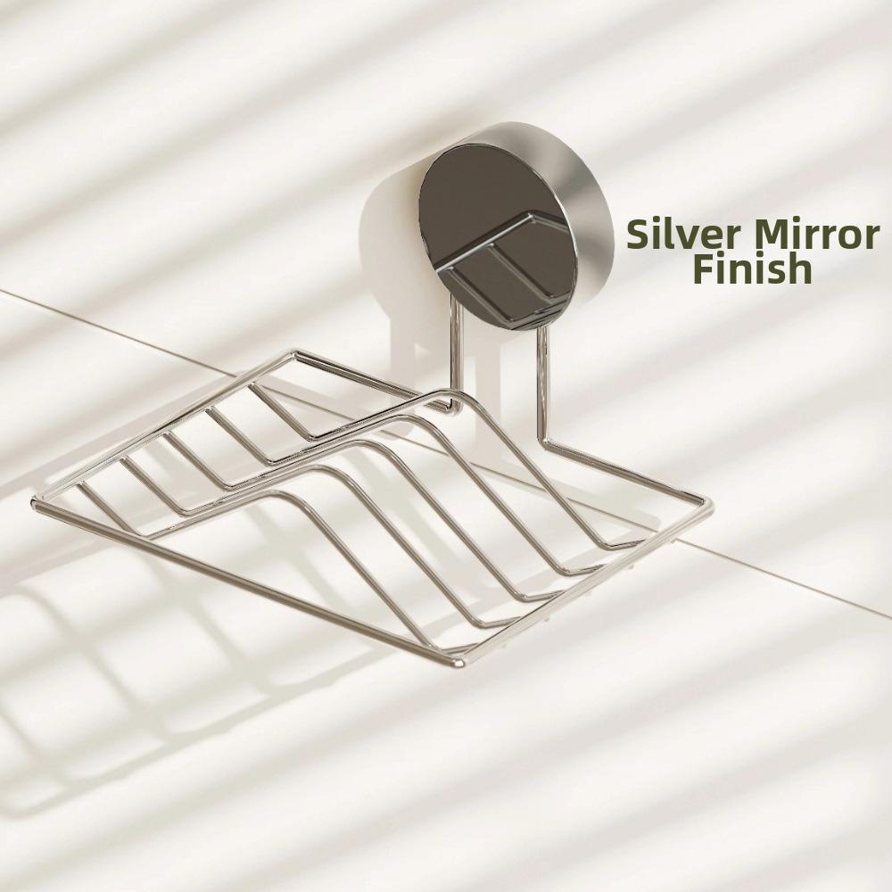 Stainless Steel Suction Cup Soap Holder Removable Rustproof Bathroom Storage Rack Drainage No Drill Soap Rack Household