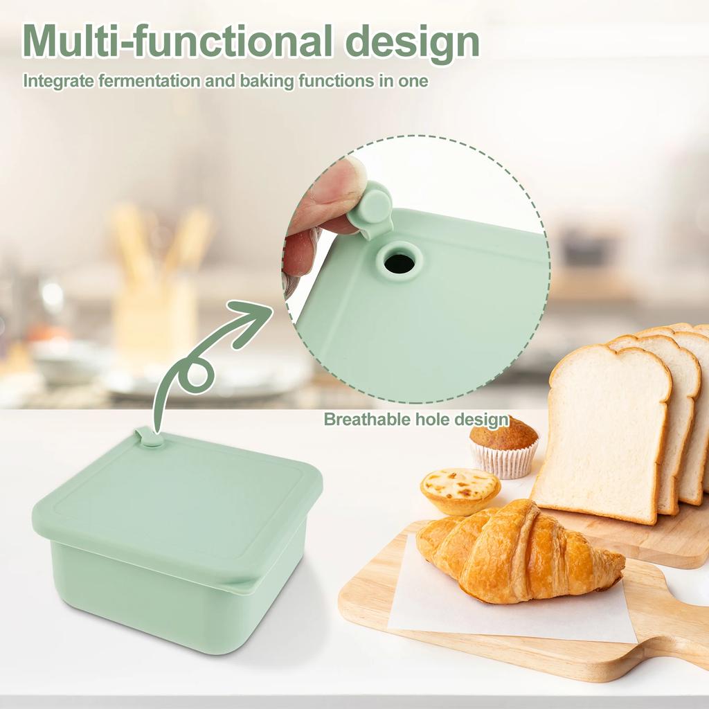 2Pcs Pizza Dough Proofing Box Baking Tool Food Box Heat Resistant Silicone Dough Boxes Fermentation Box for Fridge Bakery Making