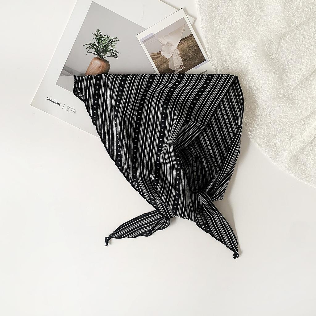 Cotton Retro Literary Style Headscarf Triangle Scarf Neck Silk Scarf Polka Dot Small Shawl Fart Curtain Fashion Versatile Headscarf Women