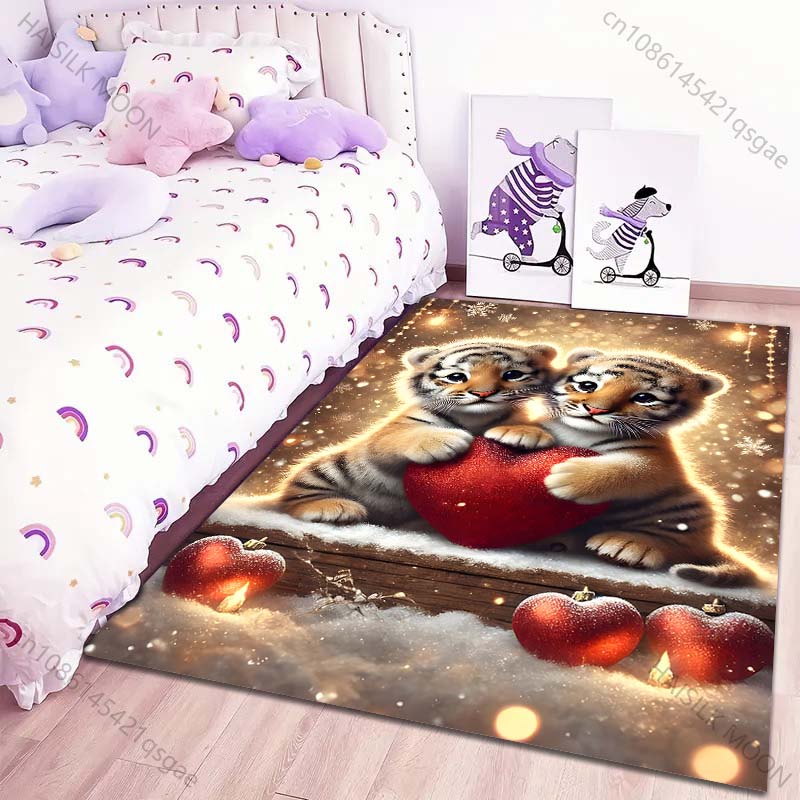 Zwei Niedliche Kleine Tiger Teppich für Wohnzimmer Schlafzimmer Sofa Kreative Fußmatte Heimdeko Bereichsteppich Große Größe Schneller Versand