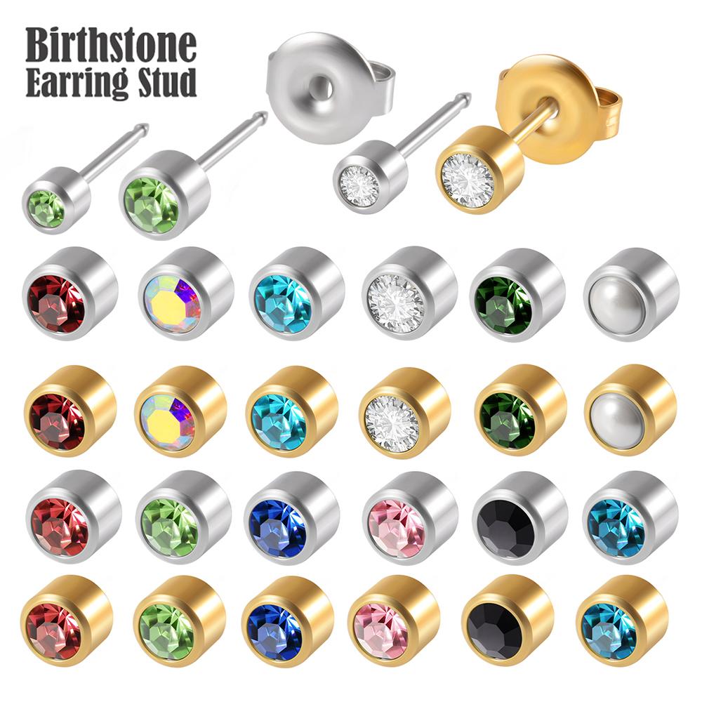 

ПАРА 24-каратного золота с покрытием из камня по месяцу рождения CZ Gem Ear Helix Tragus Cartilage Stud Ear Piercing Professional для ювелирных изделий с серьгами-пистолетами