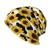 Leopard Print Sunflower Knitted Hat Casual Hanging Woolen Hat Chemotherapy Patient Headscarf Unisex Knitted Hat