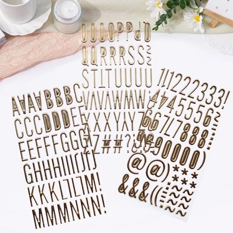 1PC 3D Gold Foil Glitter Alphabet Letter Stickers Scrapbooking Mini Self Adhesive Gold Letters Stickers for DIY Craft Art Gradua
