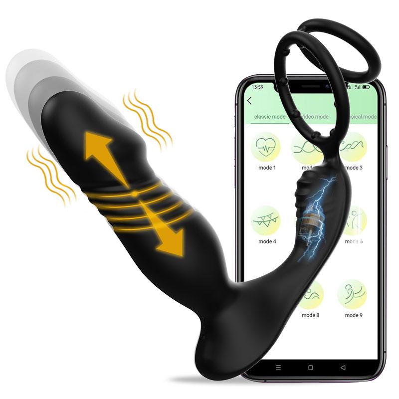5 in 1 APP Control Male Thrusting Anal Vibrator Dildo Prostate Massager Delay Ejaculation  Anal Plug Vibrating Sex Toy for Men