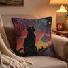 Anime Starry Sky Art cat Pillow Case Soft Plush Cushion Cover Double Print and Invisible Zipper for Sofa Home Car Use