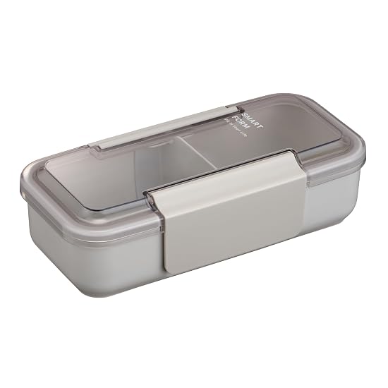 Iwasaki Industry Lustroware Easy Care Slim Lunch Box, Men's, 1-Tier, 800ml, Light Gray, Integrated G