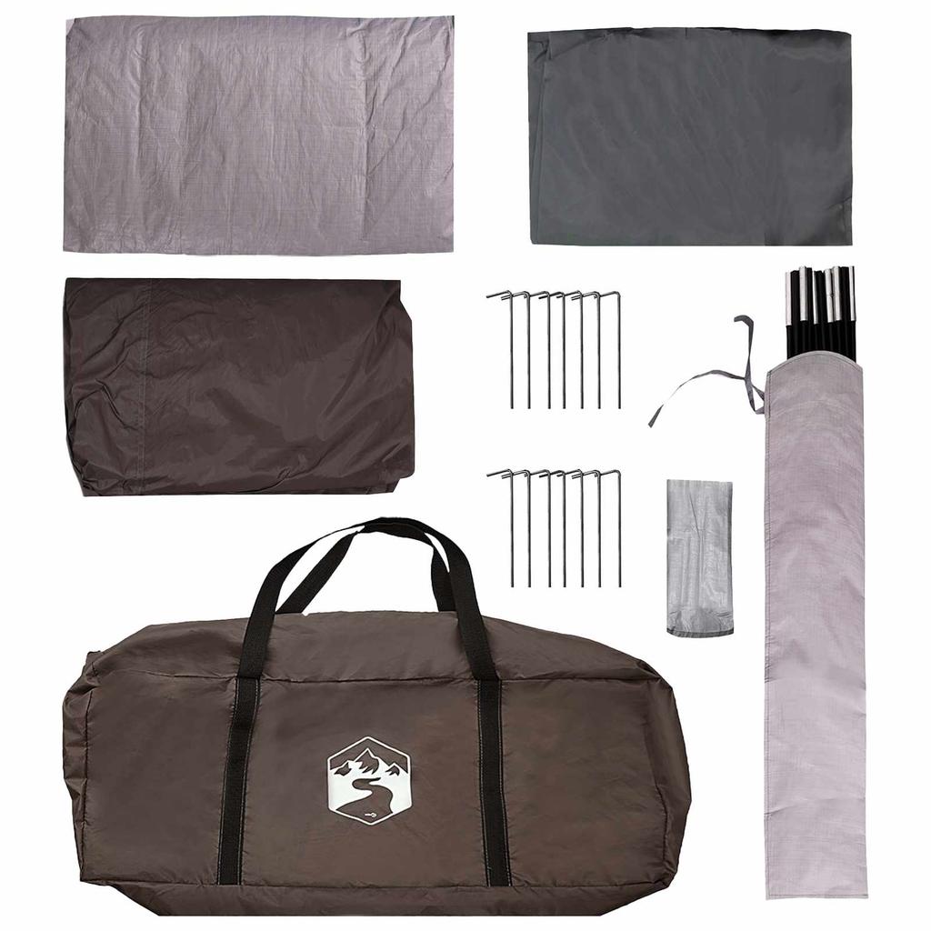 Family Tent Brown & Grey 420 x 305 x 200 cm Polyester and Steel