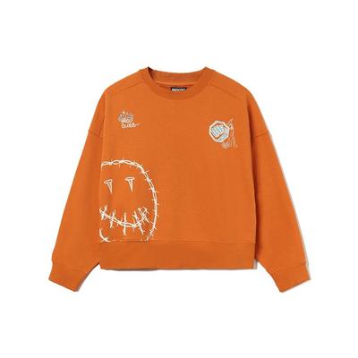 Li Ning Badfive Sports Basketball Series Loose Pullover Sweatshirt Women Sweatshirt Ochre-Orange AWDR420-2