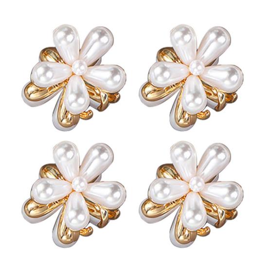 4Pcs Hair Pins Camellia Flower Shape Mini Gripper Side Bang Small Hair Claw Commuting Dating Dinner Hair Accessories H