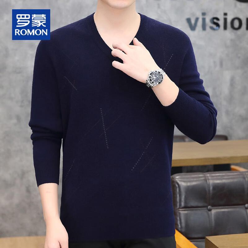 ROMON Men's 100% Pure Wool V-Neck Sweater