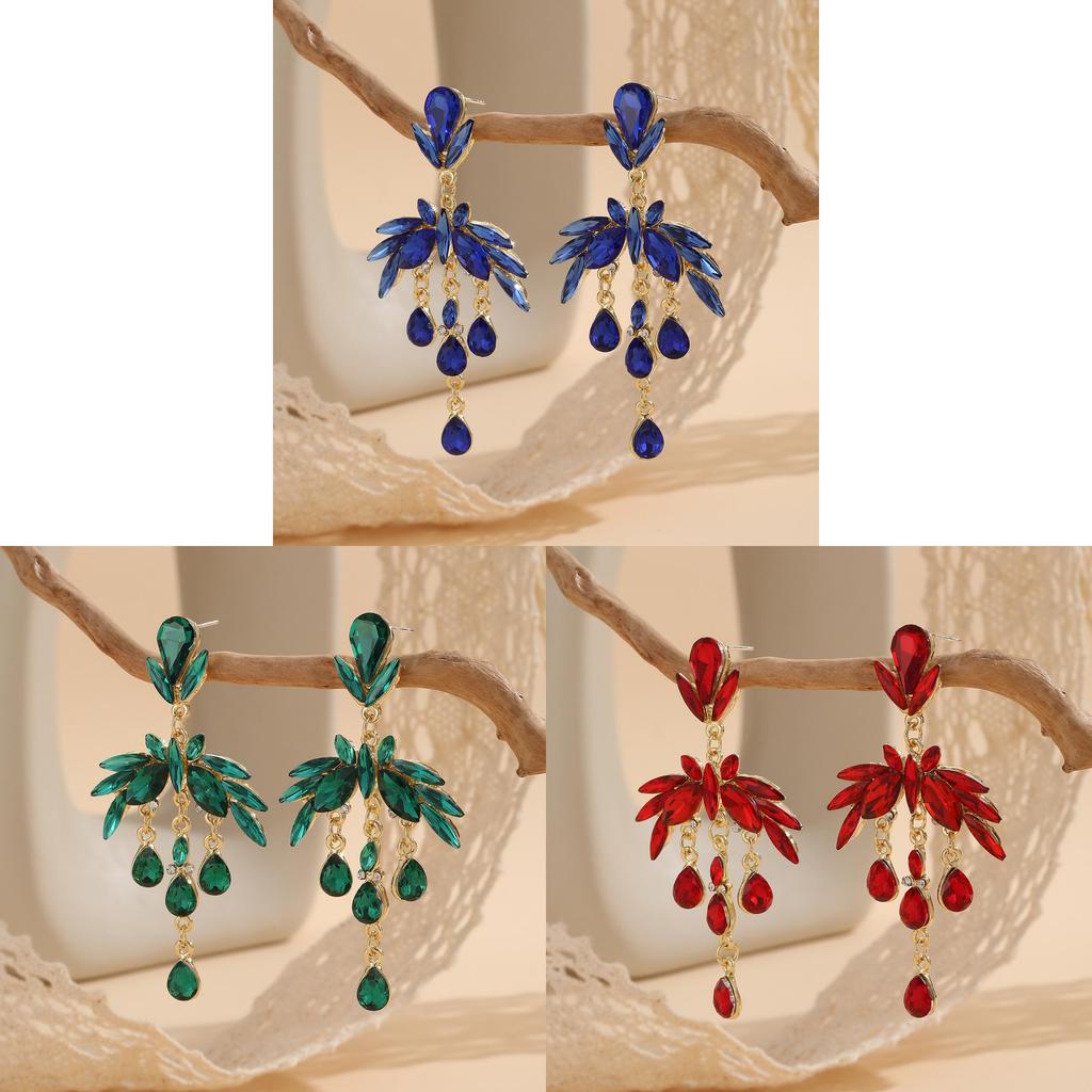 Jugendstil Blatt-Hängeohrringe mit Zirkonia für elegante Abendgarderobe