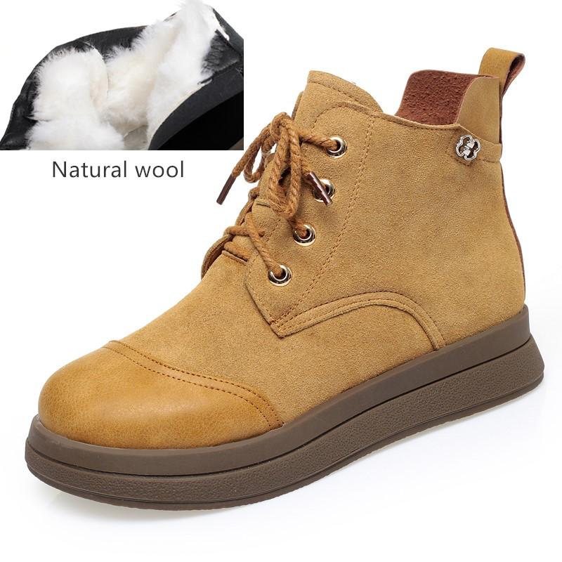 Fashion AIYUQI Women Short Boots Genuine Leather 2025 New Natural Wool Women Winter Shoes Boots Flat Anti-Slip Women Casual Ankle Boots