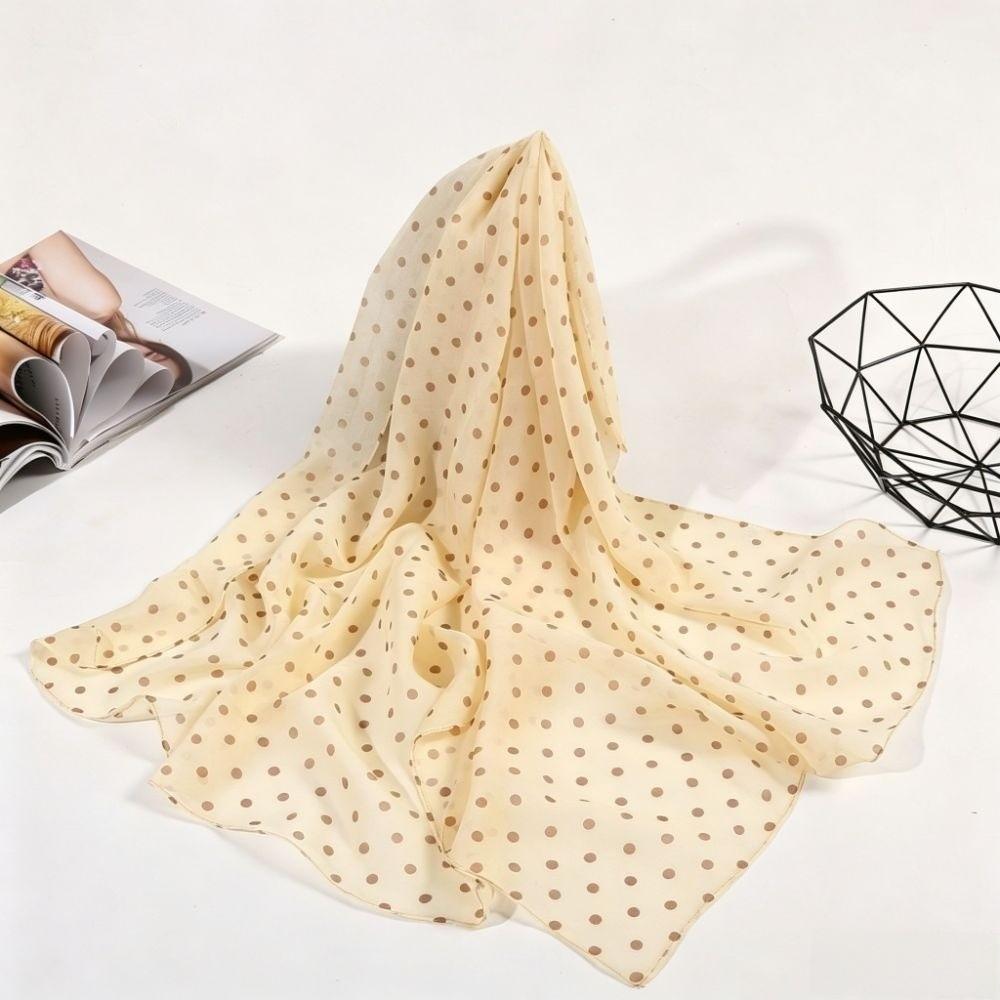 Thin Chiffon Polka Dots Printed Scarf Breathable Long Beach Silk Scarf Sun Protection Shawl Travel