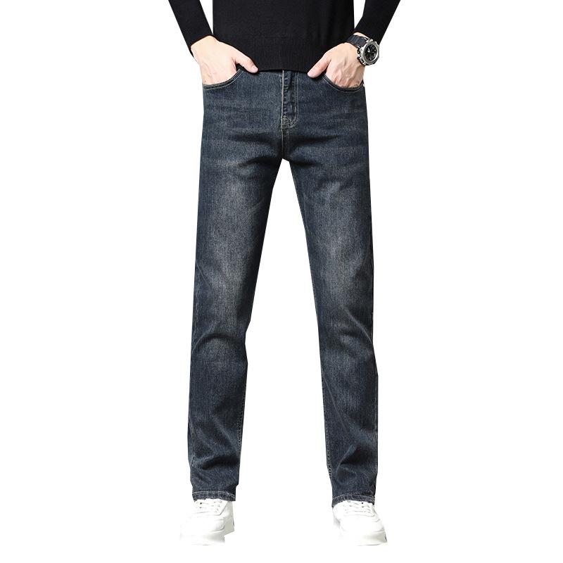 Autumn And Winter Jeans Men's Elastic Slim Straight Straight Trendy Brand Versatile Men's Pants Thick Style New Men's Long Pants