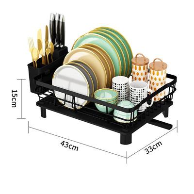 Compact Dish Rack, Multifunctional Expandable Dish Drying Rack ,Rustproof Kitchen Dish Drying Rack with Removable Cutlery Holder