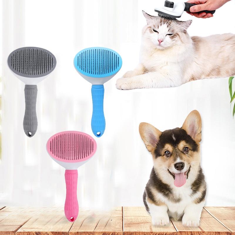 Ein-Knopf Haustierpflegekamm Automatische Haarentfernungsbürste für Katzen und Hunde