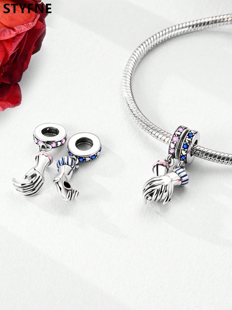 Valentine'S Day Love Roses Beads Charm Copper Plated Fit Charms Copperoriginal Bracelet For Jewelry Making Diy Charm