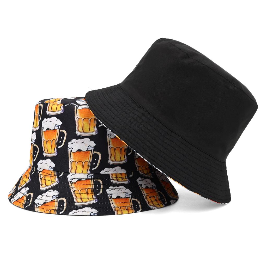 Cappello a Secchiello con Stampa Birra Festa Festival Decorare Cappello da Pescatore Donna Uomo Estate Esterno Protezione Solare Panama Reversibile Cappello Sole Gorras