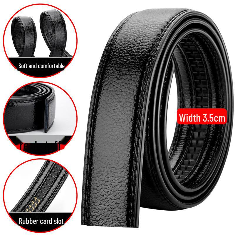 Men's Headless Genuine Leather Belt with Automatic Buckle - Fashionable for Business and Casual Wear