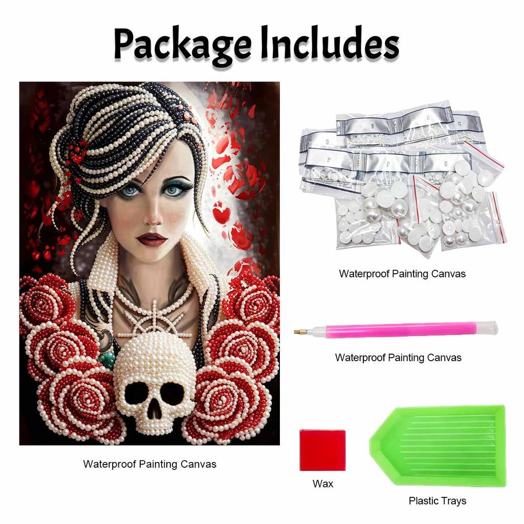 Halloween Pearl Painting Set Elegant Rose Woman 5D DIY Pearl Art Home Bedroom Wall Decor Handmade Gift Creative Craft Mural