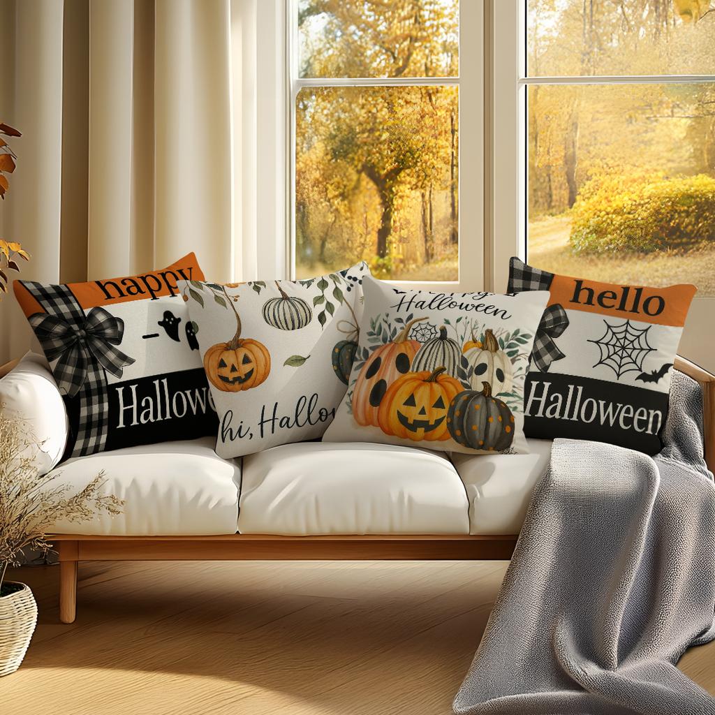4Pcs/Set 45X45Cm Halloween Series Pillowcase Bedroom Sofa Pumpkin Living Room Cushion Cover 100% Polyester Home Decor