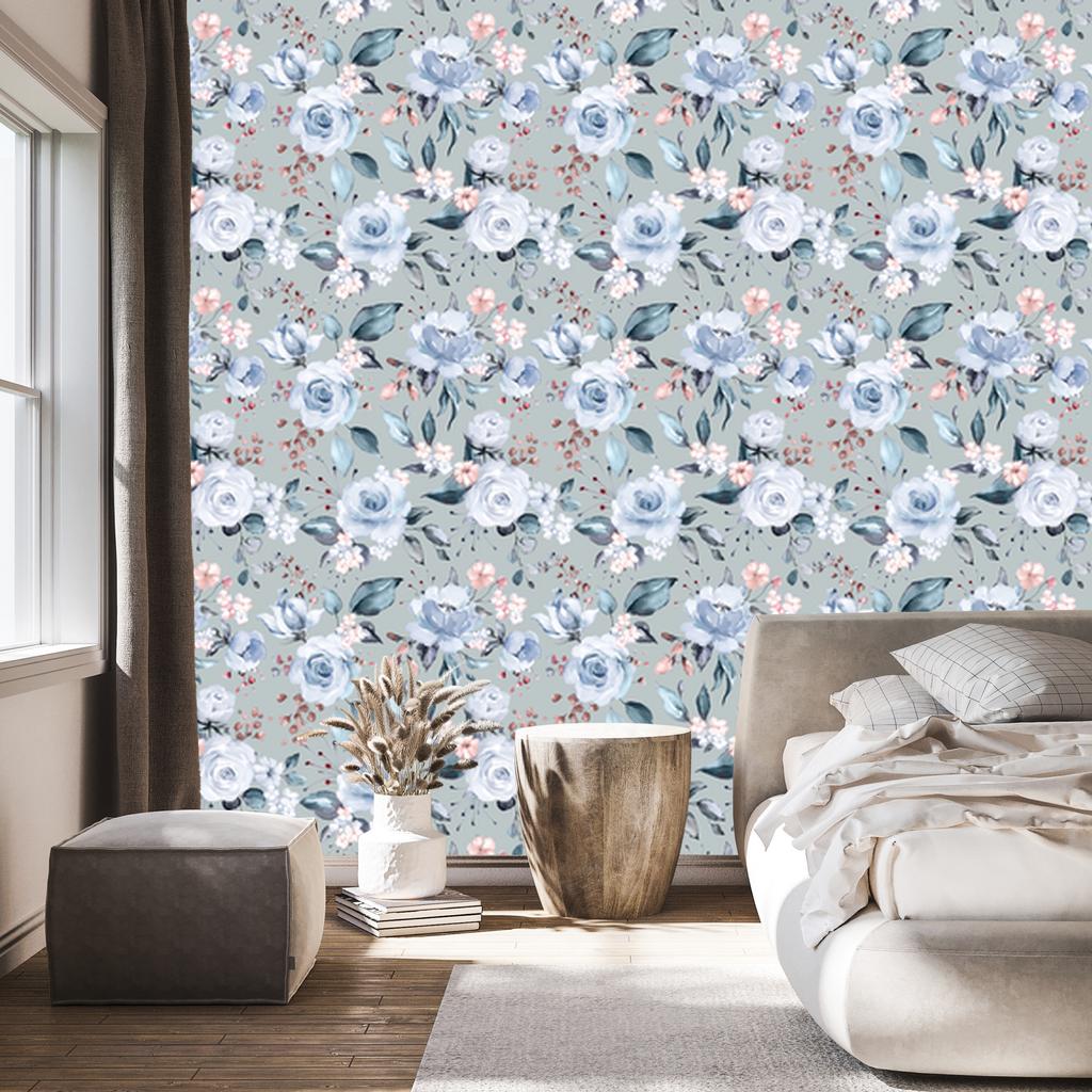 Rose wallpaper in fashionable colors for the living room and bedroom 50x1000