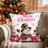 2D Flat - 1pc Snowman And Merry Christmas Themed Pillowcase, Christmas Short Plush Pillowcase, 45X45Cm (17.7X17.7 Inches), Pillow Insert Not Included,