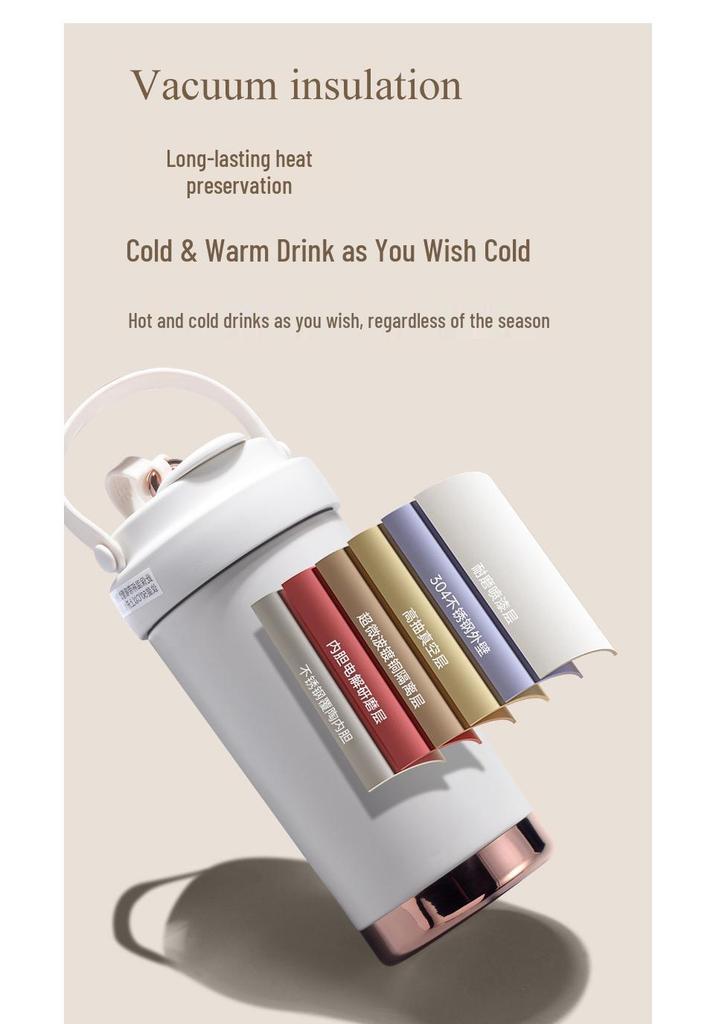 Premium Ceramic Coffee Cup with Straw - Insulated Double Wall Design for Men & Women, Cold/Heat Retention, Engraved Handle.