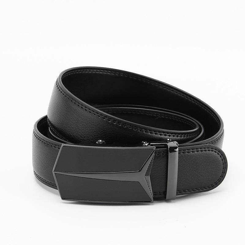 Black Film Buckle Men's Belt Two Layer Cowhide Automatic Buckle Casual Business Men's Trousers Belt Trendy