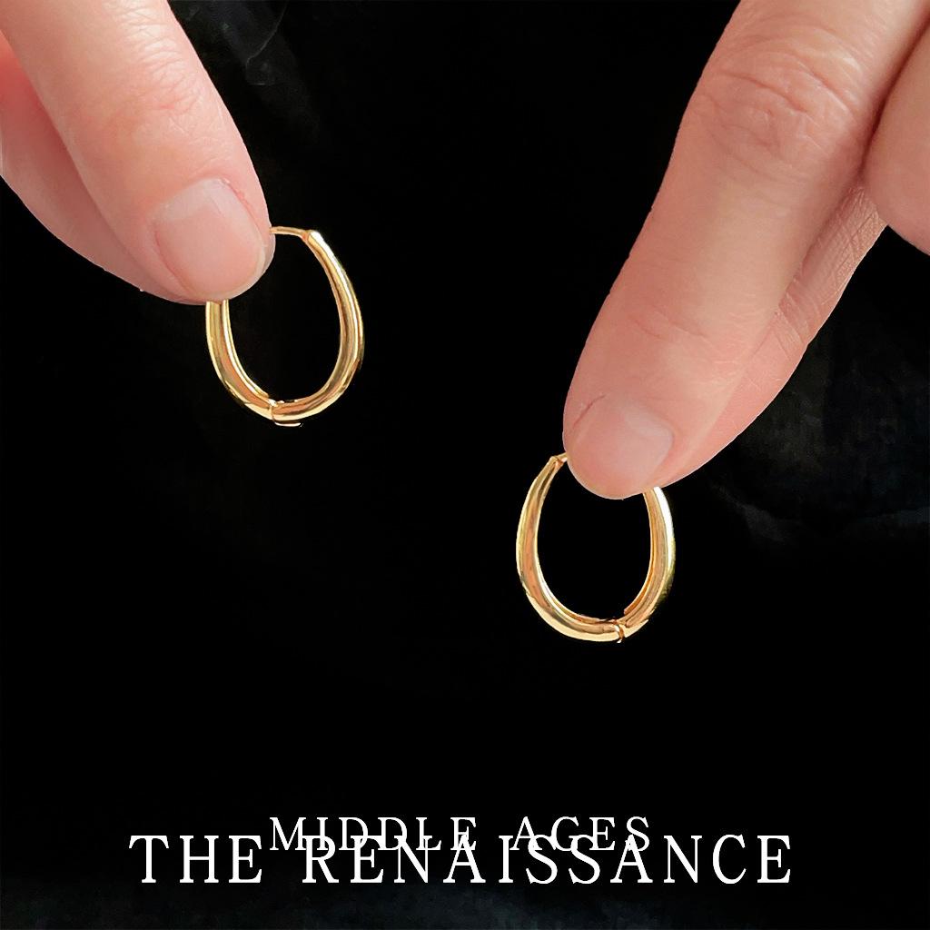 Легкие и минималистичные геометрические серьги-клипсы золотого цвета в гонконгском стиле, овальные серьги, женские серьги