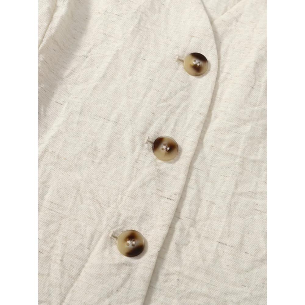 Fashionable New Linen Vest Thin Women's Vest High-end Slim Fit Short Sleeveless Suit V-neck Camisole Jacket009