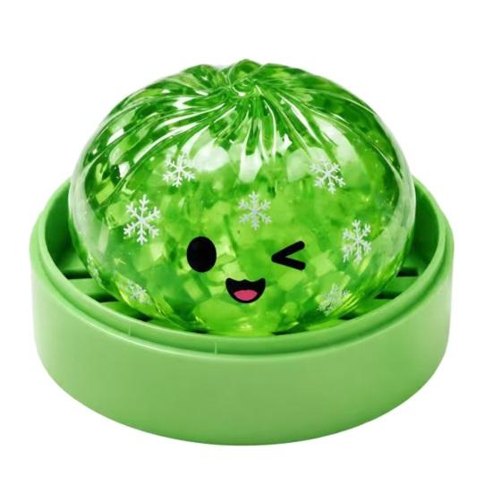 Soft Squeeze Toys Halloween Stress Relief Dumpling Toy with Steamer Glitter Ball Fidget Toy Anxiety Relieving Steamed Bun for Holiday Gift