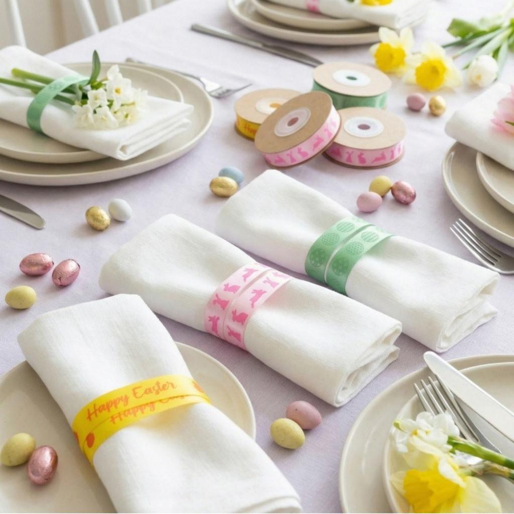 1.5 * 1800cm Easter Cute  Ribbon - Bow Tie Wrapped Satin Ribbon Easter Egg Weaving Ribbon