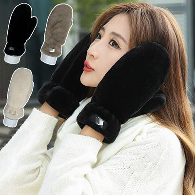 Multifunktionale dicke Plüsch-weiche Winter-Warm-Handschuhe, kältebeständige Fingerhandschuhe, winddichte modische flauschige Outdoor-Fahrradhandschuhe