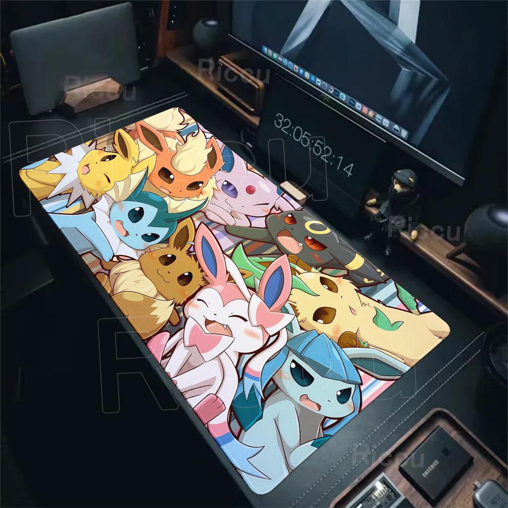 Game Card Pad Anime Gaming Keyboard Pad Pokemon Eevee Mousepad Gamer Mouse Pad HD E-Sports Extended Desk Mat PC Cabinet Tablemat