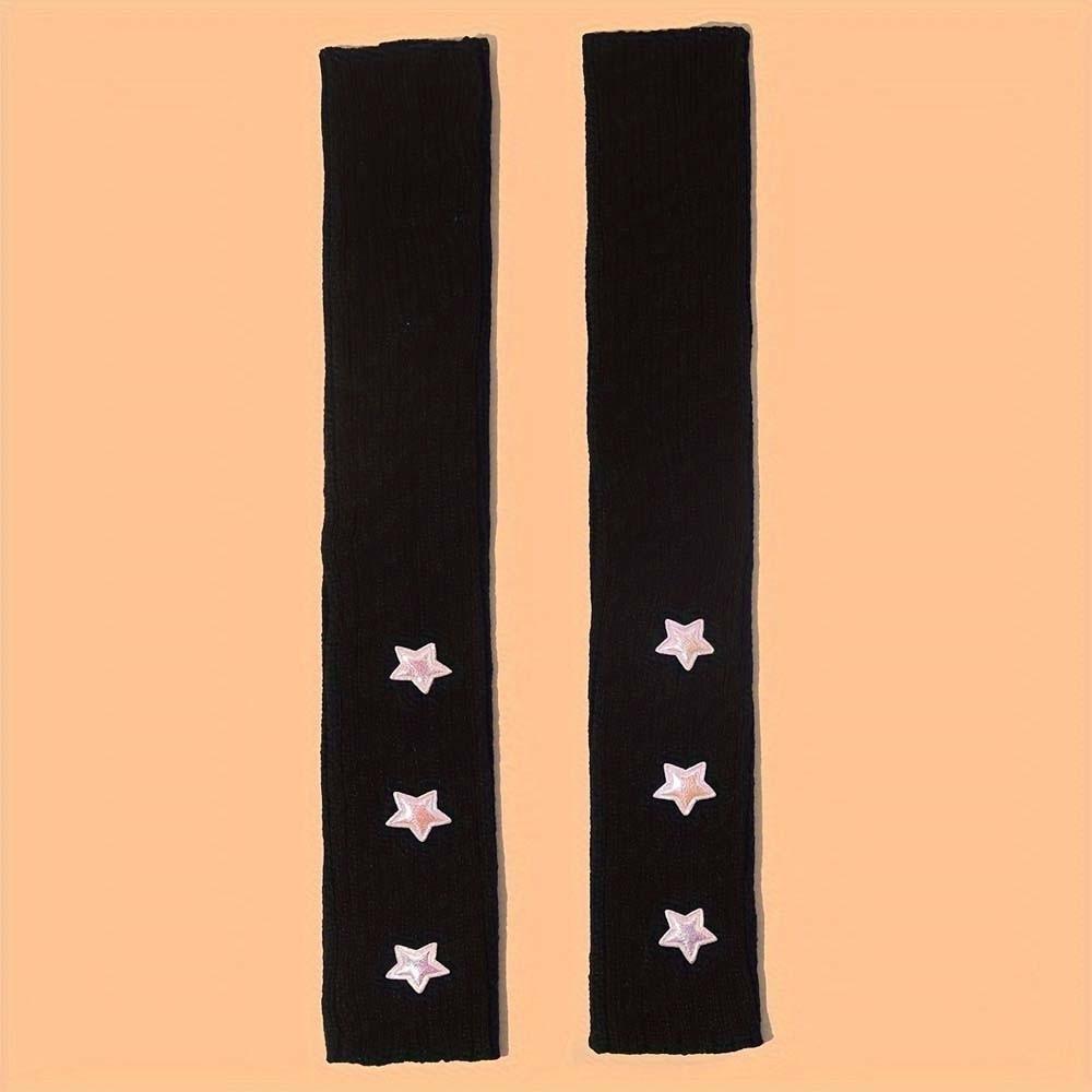 Lange Stulpen Schützende Elastische Gestrickte Fingerlose Ärmel Lange Gothic Y2K Stern Armstulpen Cool Atmungsaktiv Wärmer Lange Stulpen Mädchen