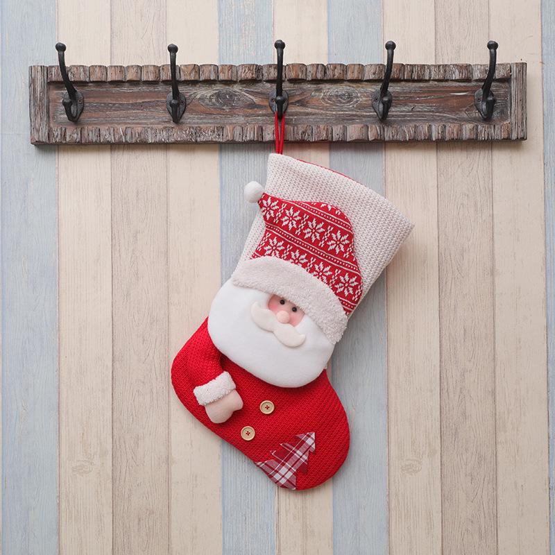 Large Christmas Stocking Gift Bag for Kids - Santa Claus & Snowman Ornament